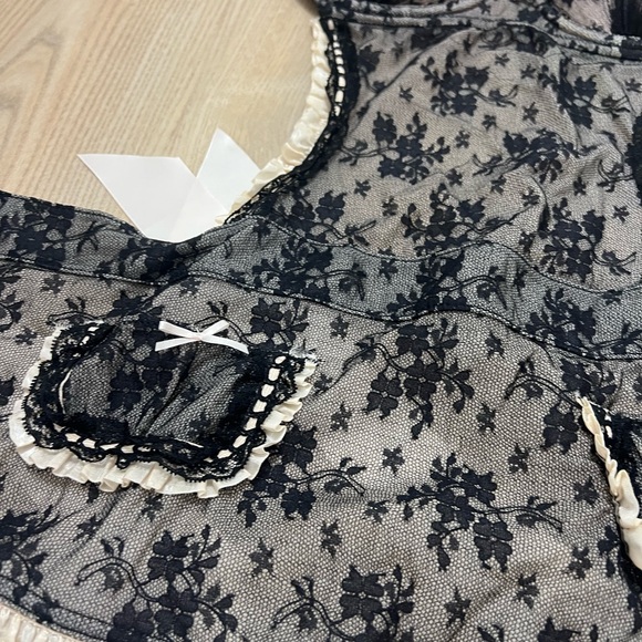 VTG Victoria Secret Sexy Little Things Pink Black Lace French Maid Bra Apron 36C - Picture 5 of 6